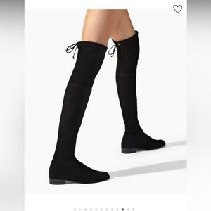 Stuart Weitzman lowland flat over the knee boots, black suede, size 6